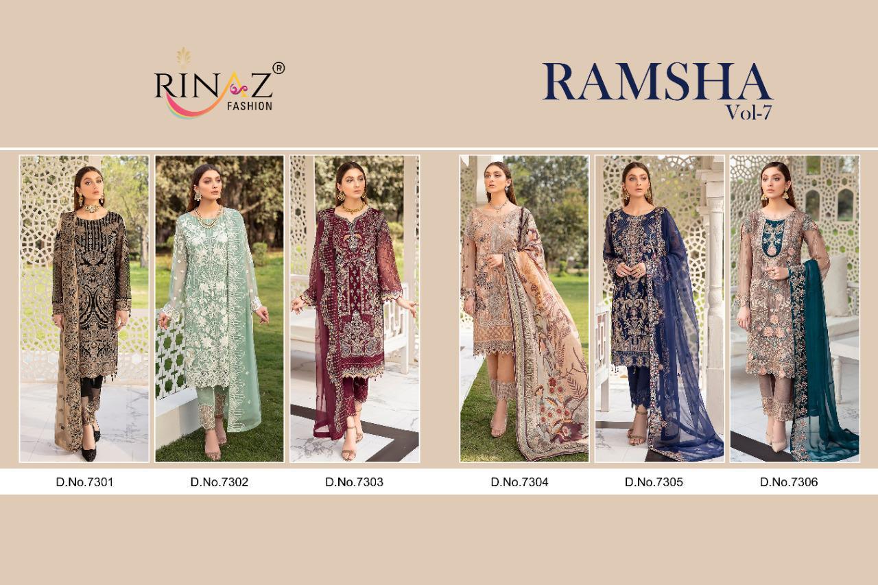 Rinaz Ramsha 7 Heavy Fancy Designer Festive Wear Georgette Embroidery And Diamond Work Pakistani Salwar Suits Collection
